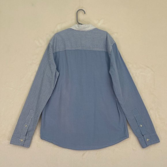 Abercrombie Kids Boys Button Up Shirt Size 13-14 Blue White Striped Long Sleeve - Picture 3 of 8